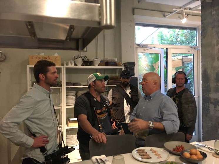 The Bizarre Foods crew confers with Andrew Zimmern at Alter. - COURTESY OF BRAD KILGORE
