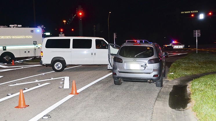 Nouman Raja parked his unmarked van in front of Corey Jones' broken-down car, blocking two lanes of traffic. See more crime scene photos here. - PALM BEACH COUNTY SHERIFF'S OFFICE