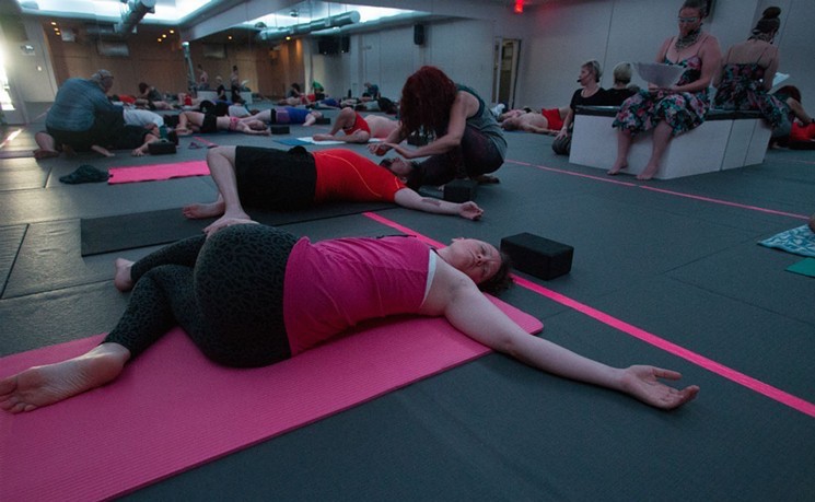 Inside Agni's Queer & Trans Community Yoga class. - PHOTO BY TOBIAS PACKER