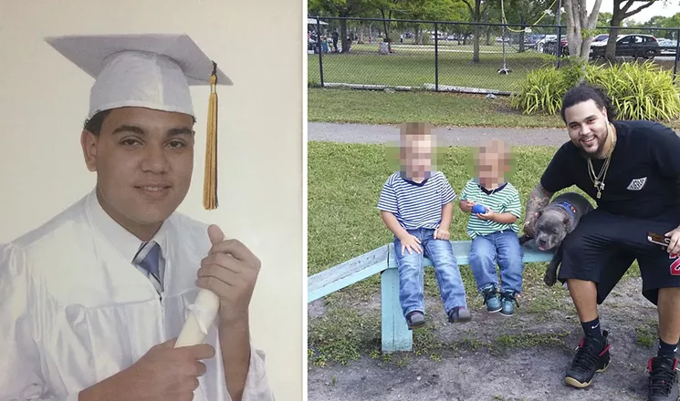 Garcia graduated from Miami Springs High and briefly pursued a career in radiology. His family says he dotes on his sons and his dog. - PHOTOS COURTESY OF DANIA JIMENEZ