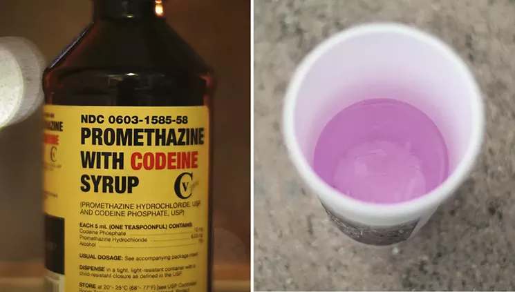 Promethazine with codeine syrup is typically mixed with Sprite to make lean, which is often sipped from a double-stacked Styrofoam cup, AKA a double cup. - PHOTOS BY KRISTIN BJØRNSEN