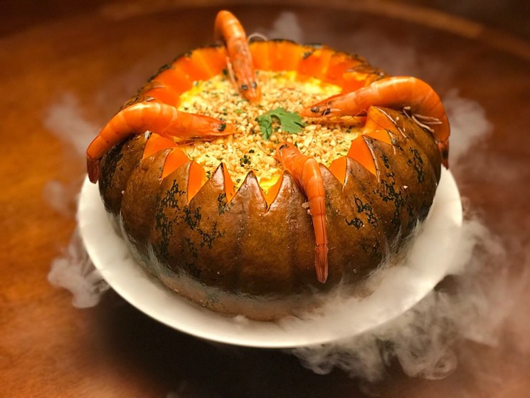 Get into the spirit with Halloween pumpkin shrimp. - COURTESY OF COCO BAMBU