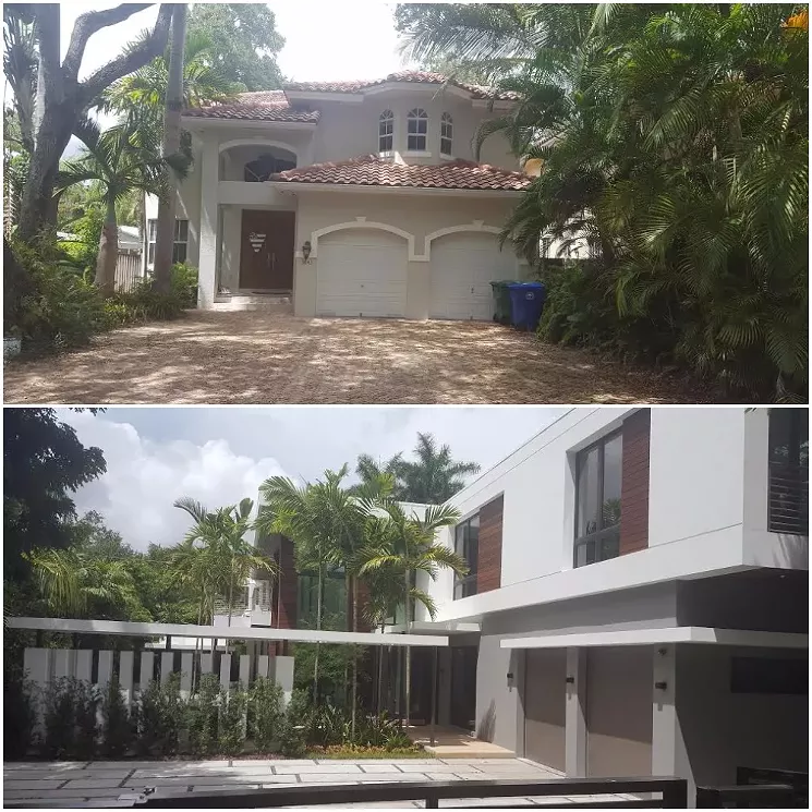A mediterranean-style single-family home (top) and a modern single-family home in Coconut Grove. - COURTESY OF JAVIER GONZALEZ