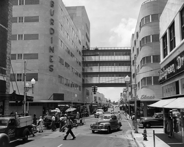 The Burdines buildings, mostly completed in the 1930s and shown here in 1949, were a driving force behind much of downtown Miami's growth. - COURTESY OF HISTORYMIAMI MUSEUM / MIAMI NEWS COLLECTION, 1989-011-10442