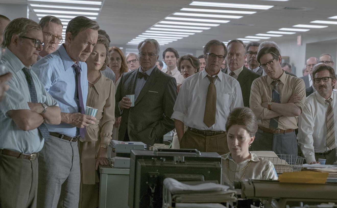 Played in The Post by Tom Hanks (second from left), editor-in-chief Ben Bradlee runs a newsroom at The Washington Post that's still struggling for national prominence before the Pentagon Papers are leaked by Daniel Ellsberg.