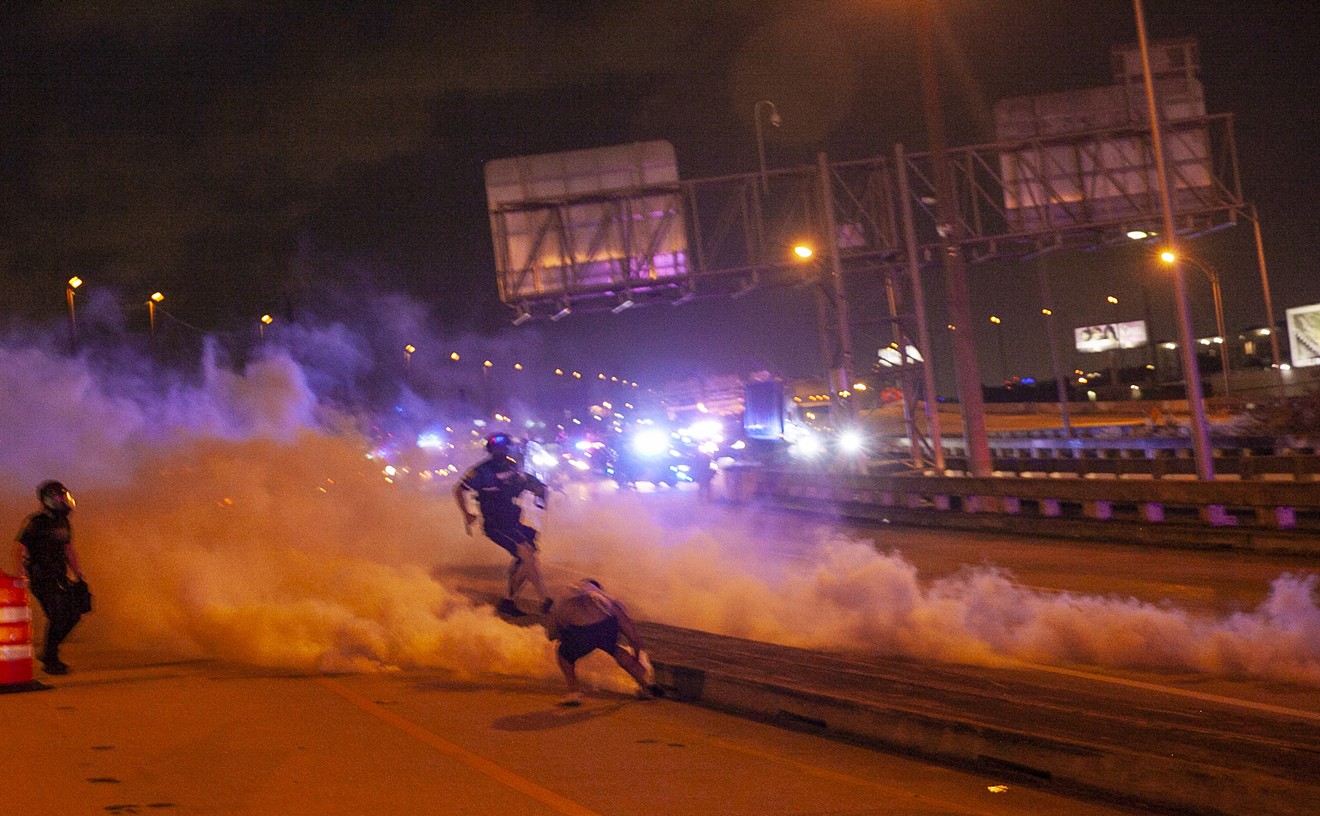 A cloud of tear gas at a protest in downtown Miami on June 27, 2020.