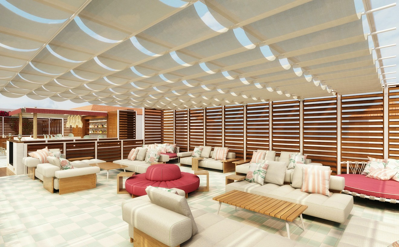 A rendering of the rooftop bar at the new Esmé Miami Beach.