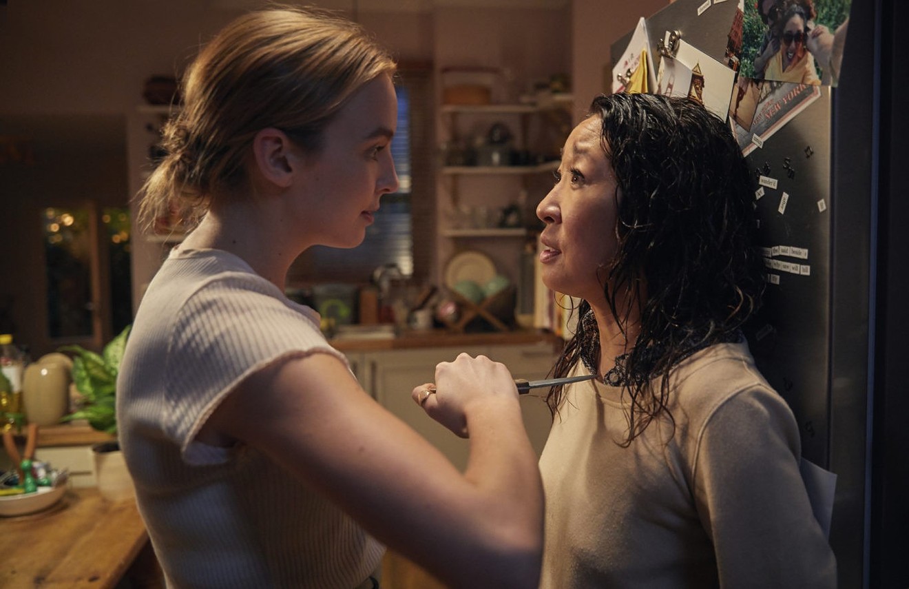 Jodie Comer (left) plays Villanelle, the aptly named villain who's a deranged Russian assassin, and Sandra Oh is Eve Polastri, the British-born, American-raised MI5 officer who is tracking her prey, in Killing Eve.