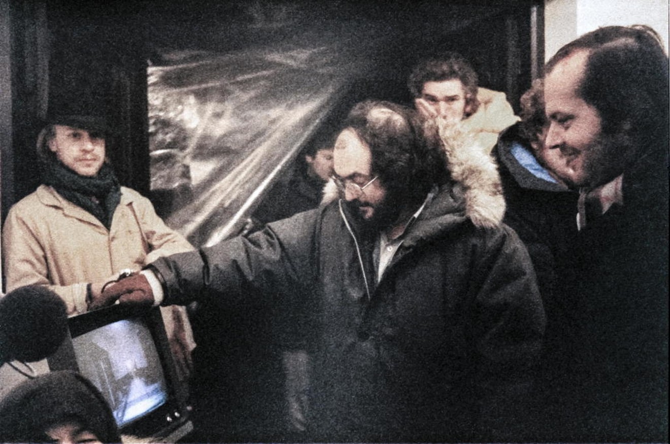 Leon Vitali, Stanley Kubrick, and Jack Nicholson on the set of The Shining.