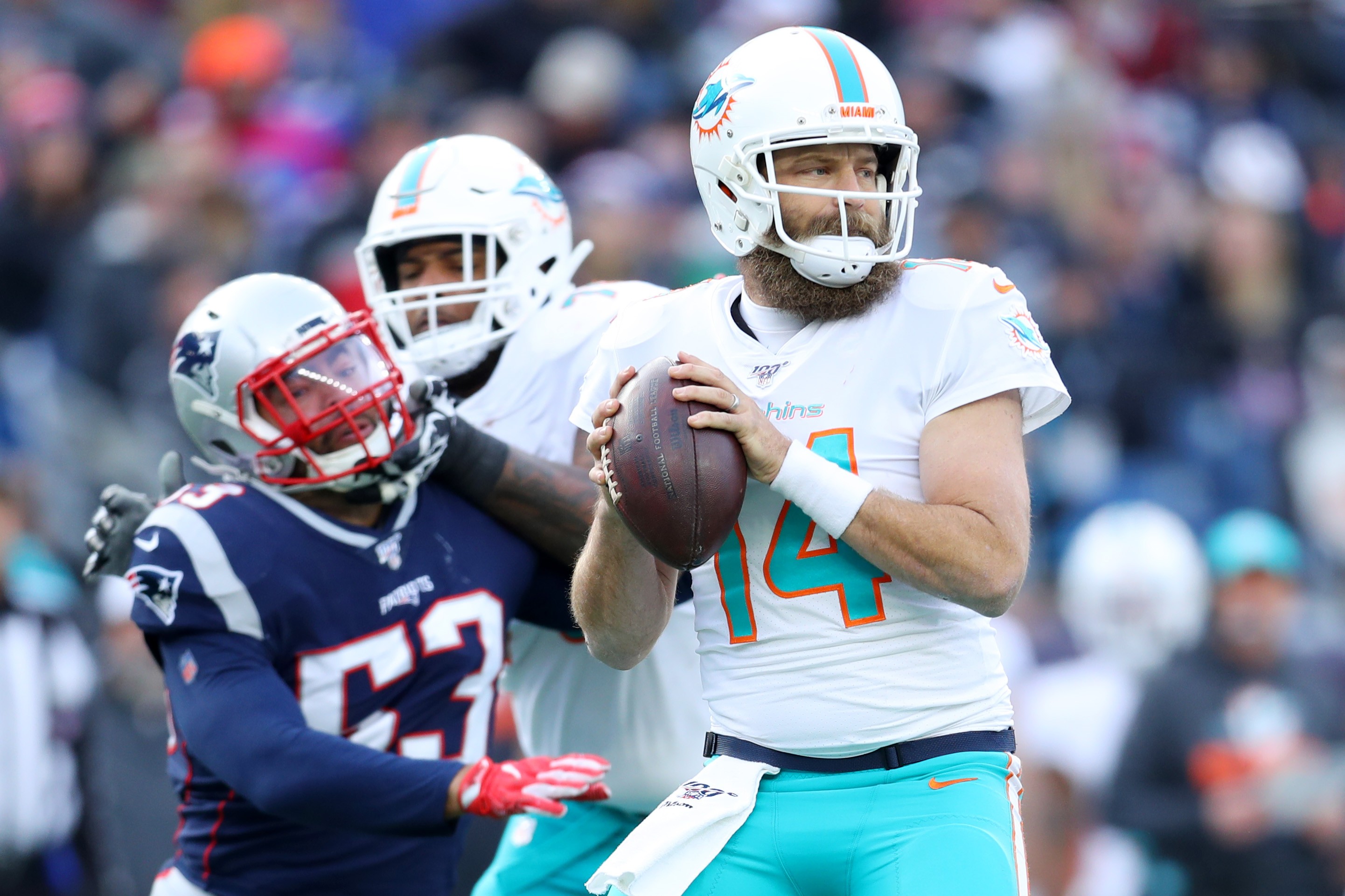 Nov. 6, 2011 - Kansas City, Missouri, U.S - Miami Dolphins players huddle  prior to kickoff during Sunday's football game, between the Kansas City  Chiefs and the Miami Dolphins at Arrowhead Stadium