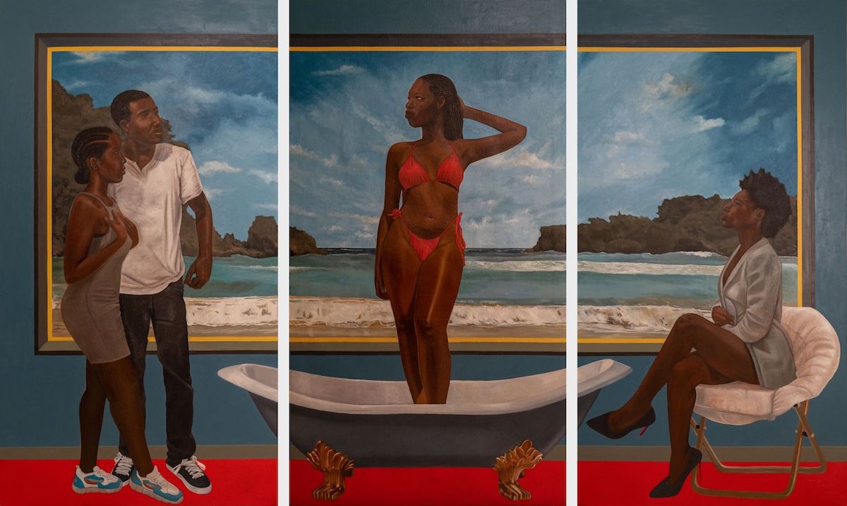 Jamaican artist Kimani Beckford's Study from the Birth of Venus is one of the works on exhibit as part of AfriKin’s "The Gaze Africana."