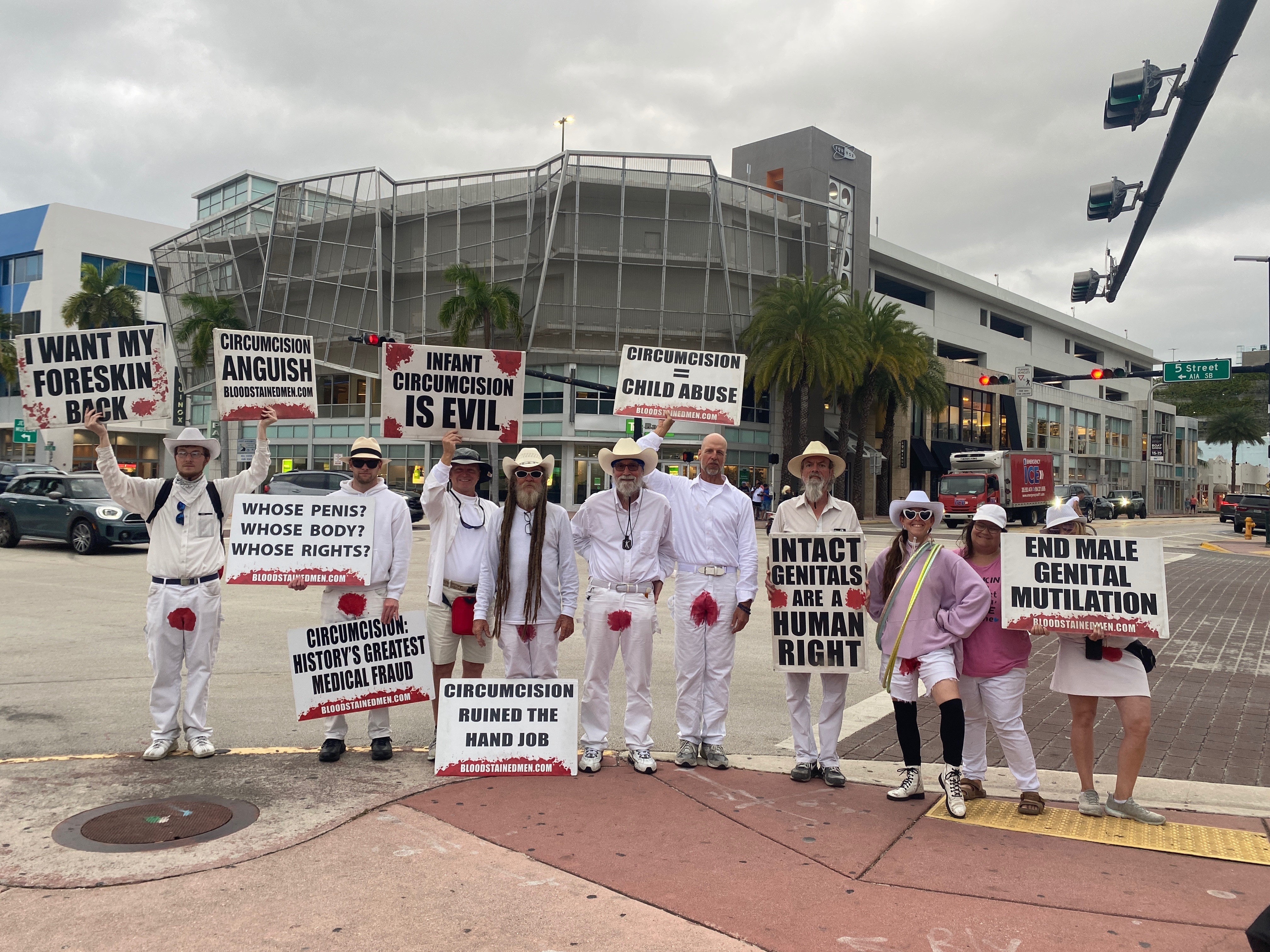 Bloodstained Men Protest Circumcision in Miami Beach Miami New Times image