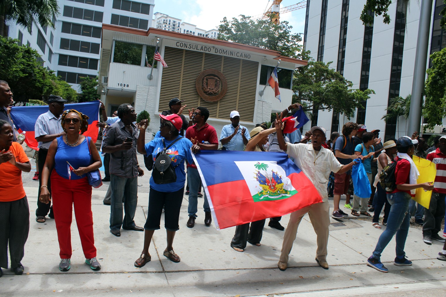 Protesters March on Dominican and Haitian Consulates in Miami Miami