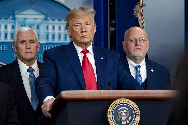 Image: President Donald Trump at a recent coronavirus briefing.