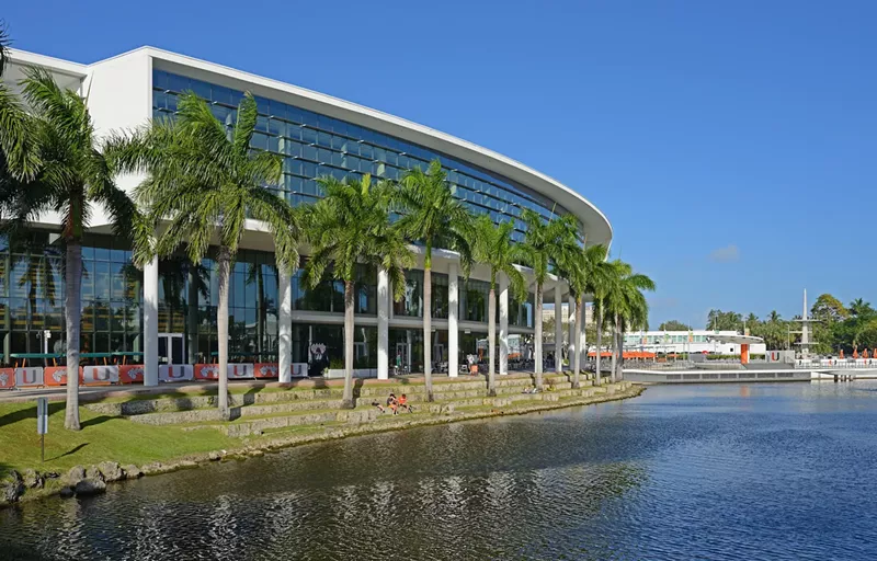 Image: Shalala Student Center looking over Lake Osceola on University of Miami campus in Coral Gables, Florida.