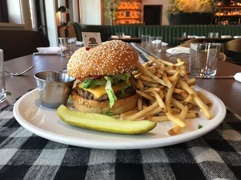 Image: Upland's California burger, with compulsory flag.