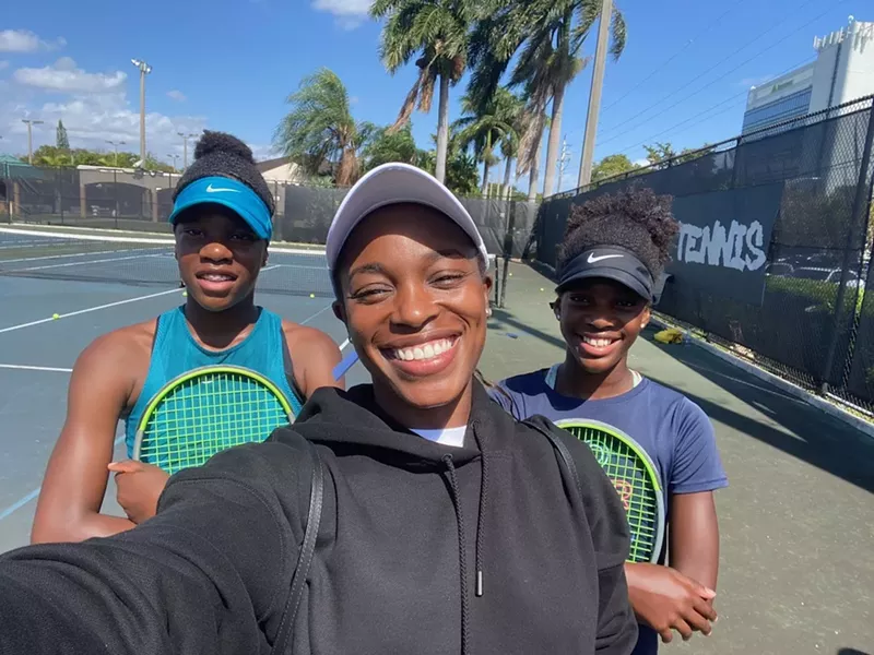 Image: Sloane Stephens with the Samabaly twins, two of the students her foundation is supporting in South Florida.