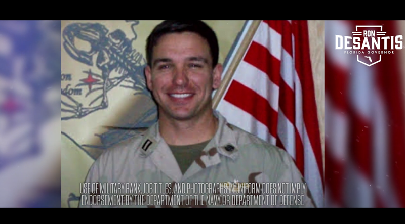 Image: A photo of Ron DeSantis from his "It Takes a Veteran to Know a Veteran" ad.