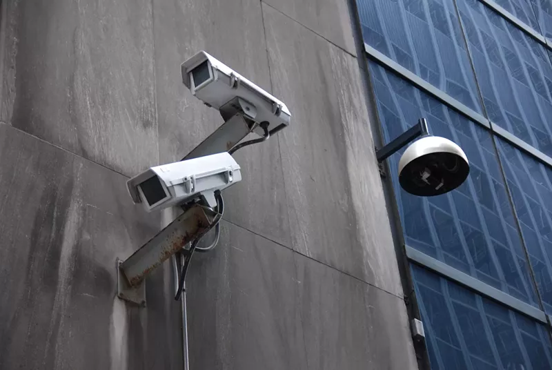 Image: Surveillance cameras outside a building