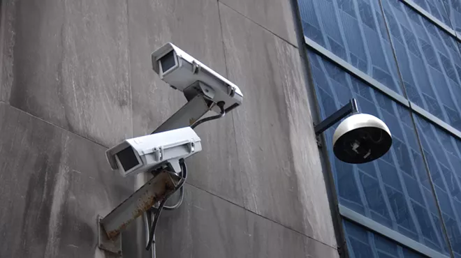 Surveillance cameras outside a building