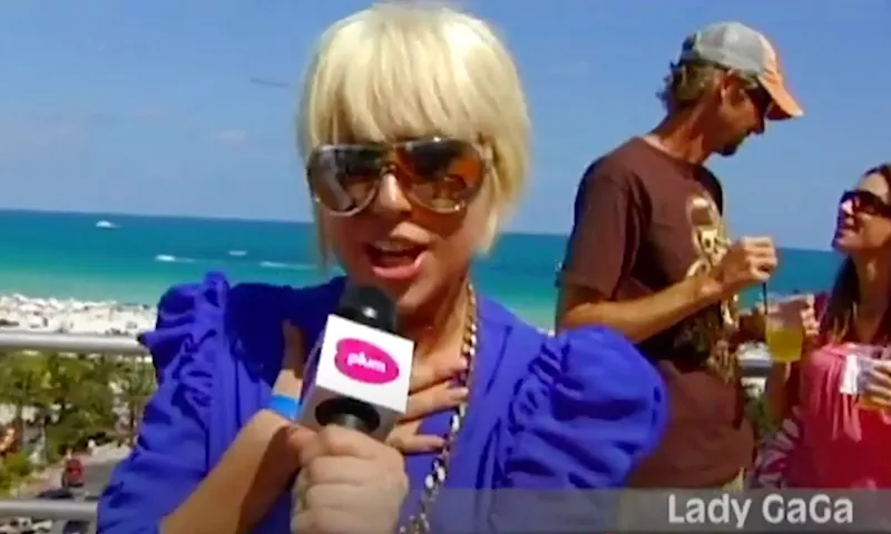 Image: Picture of a young Lady Gaga giving an interview.