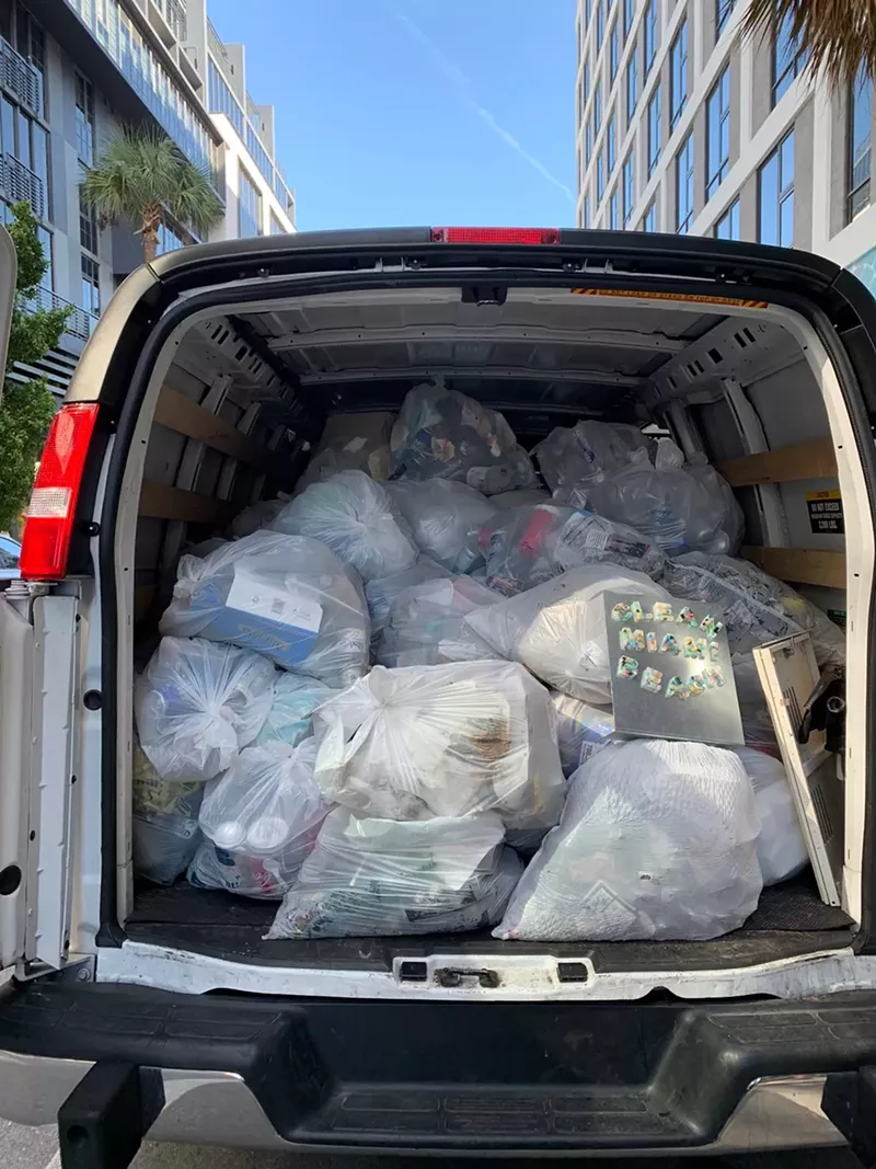 Image: Volunteers picked up so much litter they couldn't fit it all in the back of a van.