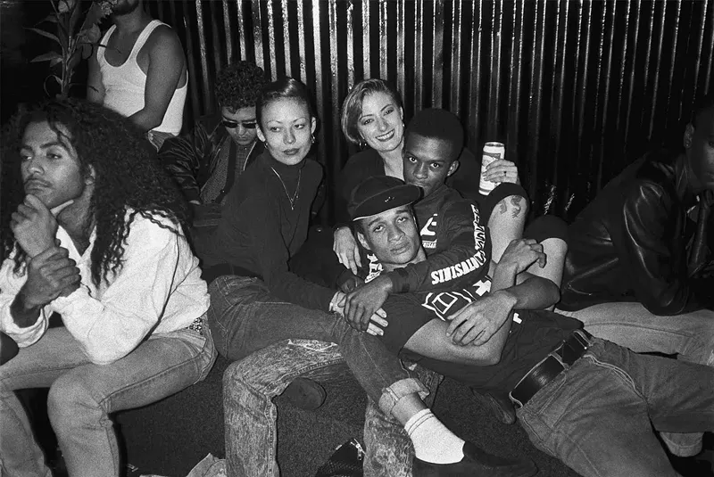 Image: Partygoers staring at the camera on the closing night of Paradise Garage in New York City in 1987.
