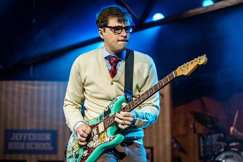 Image: Rivers Cuomo of Weezer. See more photos from Weezer and Pixes at Coral Sky Amphitheatre here.