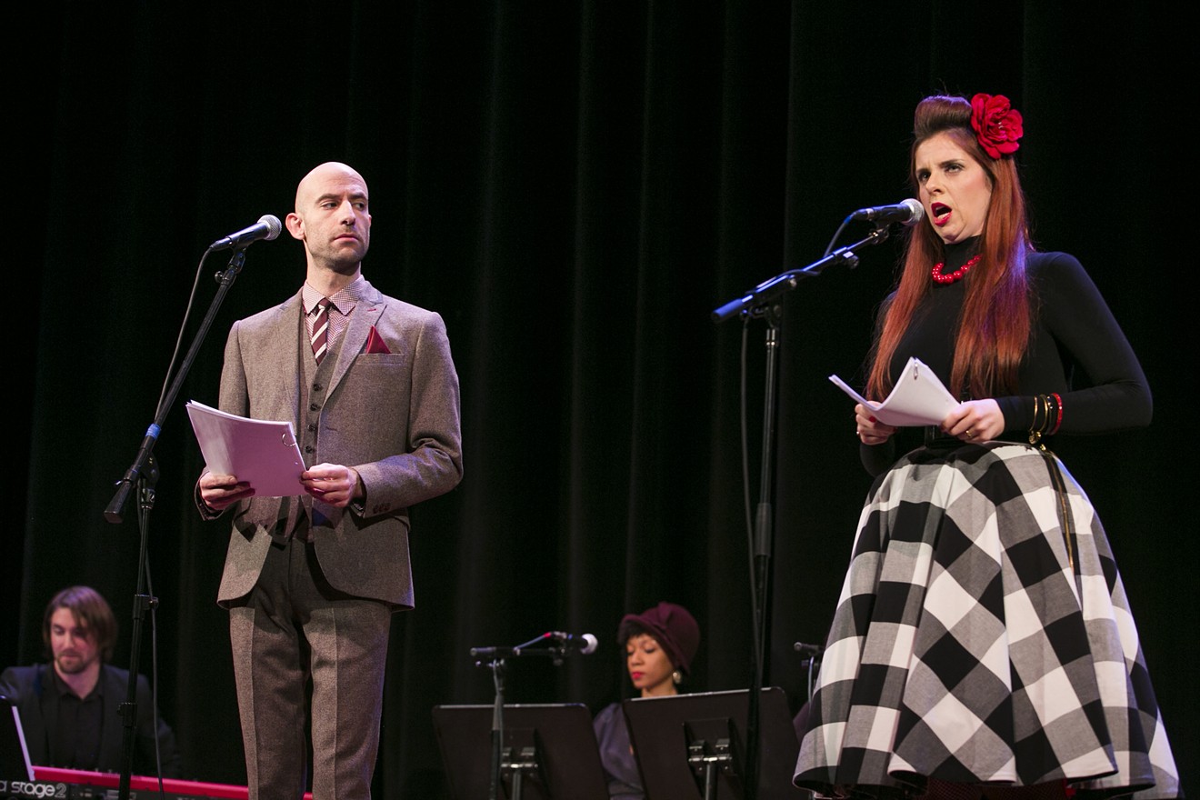 Cecil Baldwin (left) and Meg Bashwiner perform live in Welcome to Night Vale.