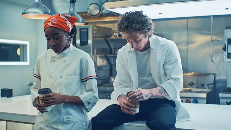 Image: Still of Ayo Edebiri and Jeremy Allen White in The Bear