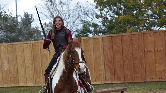 Jouster Caleb Austin Jordan riding atop a horse