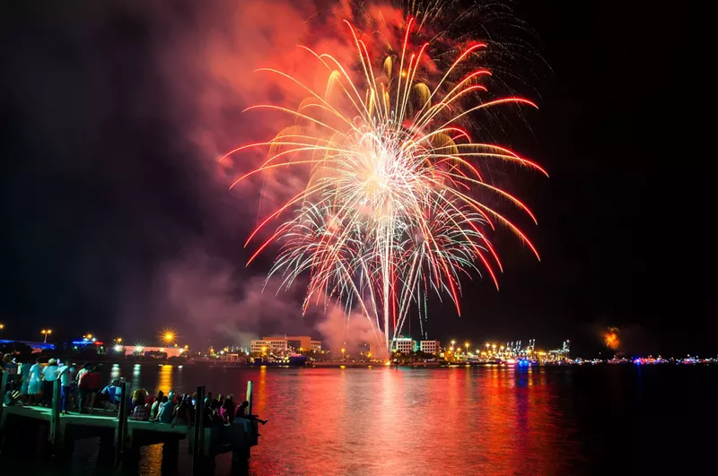 Image: fireworks display over the Miami skyline