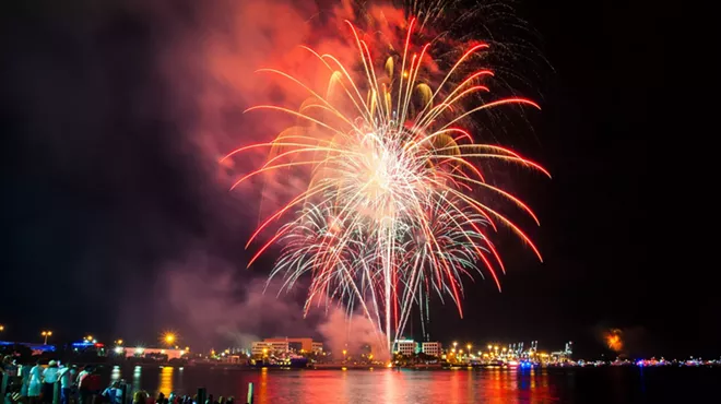 fireworks display over the Miami skyline