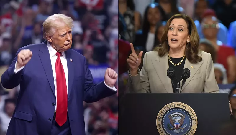 Image: side by side shots of Donald Trump and Kamala Harris