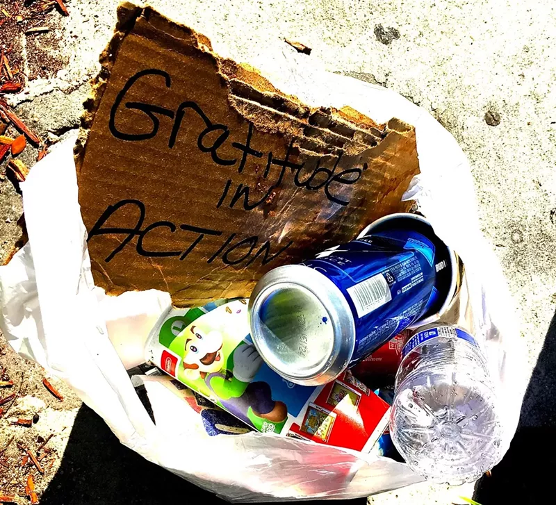 Image: Trash collected near a busy intersection in Oakland Park, Florida, November 20, 2016.