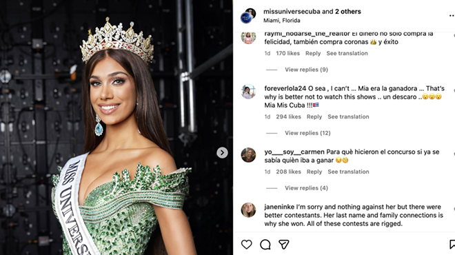 screenshot of an Instagram post showing a pageant winner and negative comments about her win