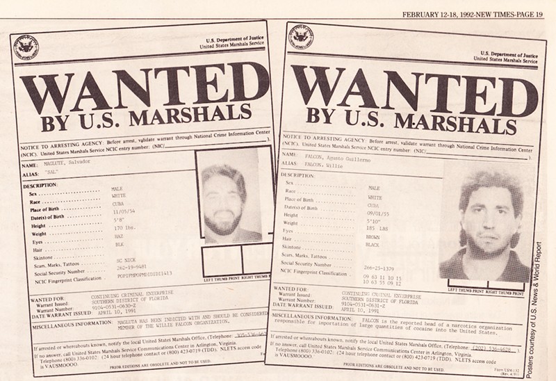 FBI "Wanted" posters for Sal Magluta and Willy Falcon, dated April 1991