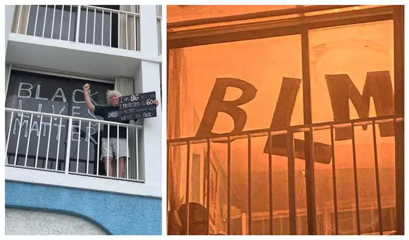 Image: Miami Beach resident Roger Abramson wanted to show support for the Black Lives Matter movement from his condo.