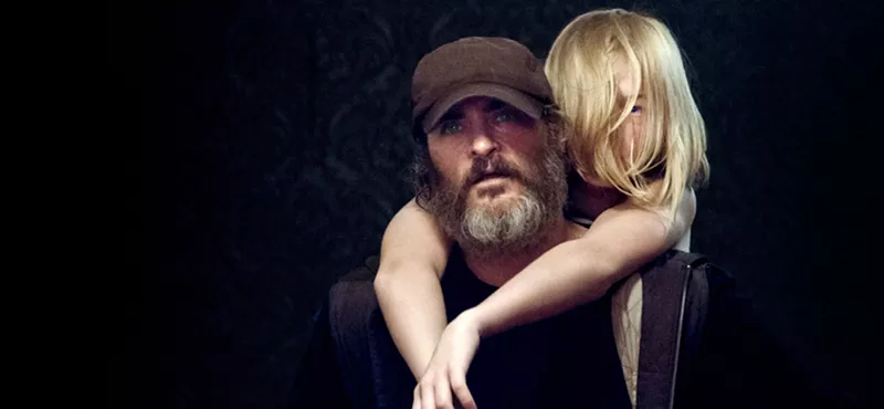 Image: Joaquin Phoenix (left) and Ekaterina Samsonov appear in You Were Never Really Here, Lynne Ramsay's film about a former soldier and law enforcement official who is hounded by visions of the people he couldn’t save along the way.